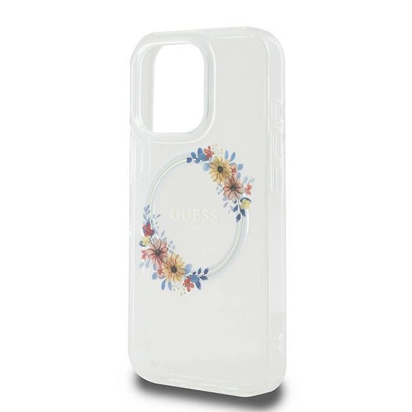 Guess IML Flowers Wreath MagSafe iPhone 16 Pro Case - Clear_5