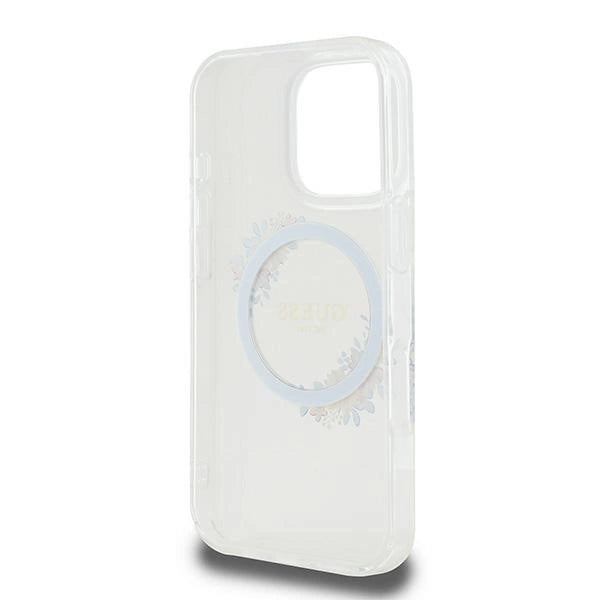 Guess IML Flowers Wreath MagSafe iPhone 16 Pro Case - Clear_6