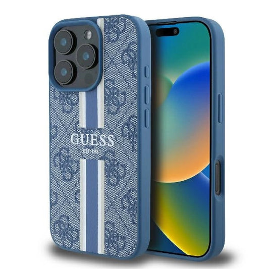 Guess 4G Printed Stripes MagSafe case for iPhone 16 Pro - blue_0