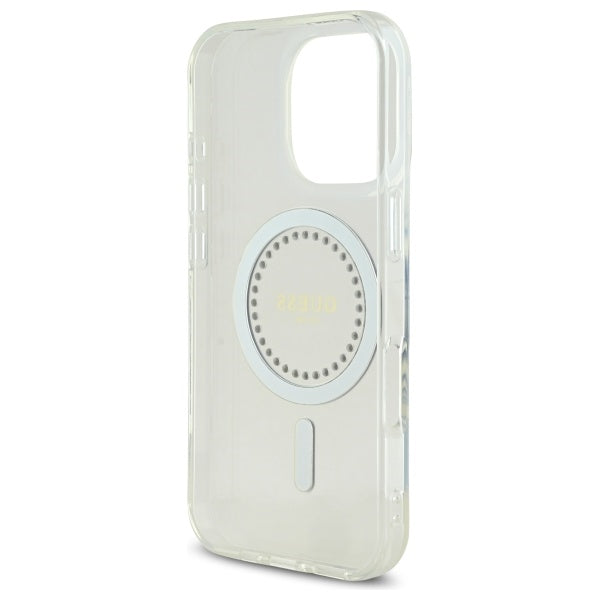 Guess IML Rhinestones MagSafe Case for iPhone 16 Pro - White_6