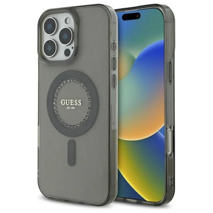 Guess IML Rhinestones MagSafe iPhone 16 Pro Case - Black_0