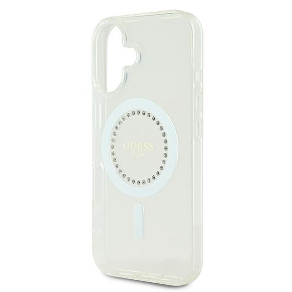 Guess IML Rhinestones MagSafe Case for iPhone 16 Plus - White_5