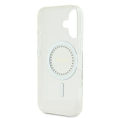 Guess IML Rhinestones MagSafe Case for iPhone 16 Plus - White_6