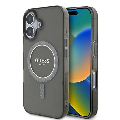 Guess IML Glitter Circle MagSafe case for iPhone 16 - black_0