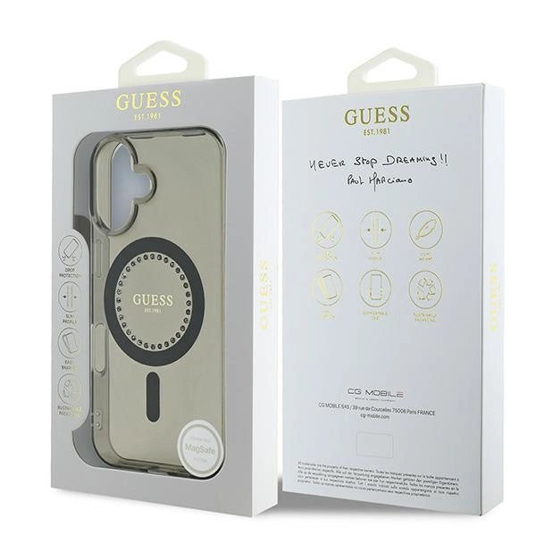 Guess IML Rhinestones MagSafe iPhone 16 Case - Black_7