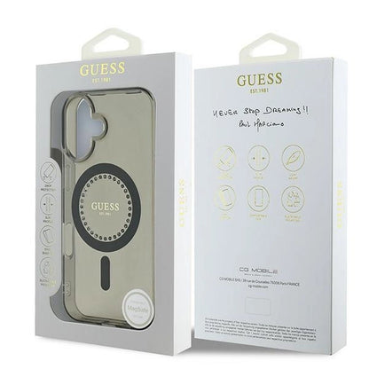 Guess IML Rhinestones MagSafe iPhone 16 Case - Black_7