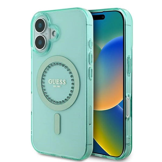 Guess IML Rhinestones MagSafe iPhone 16 Case - Green_0