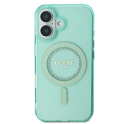 Guess IML Rhinestones MagSafe iPhone 16 Case - Green_2