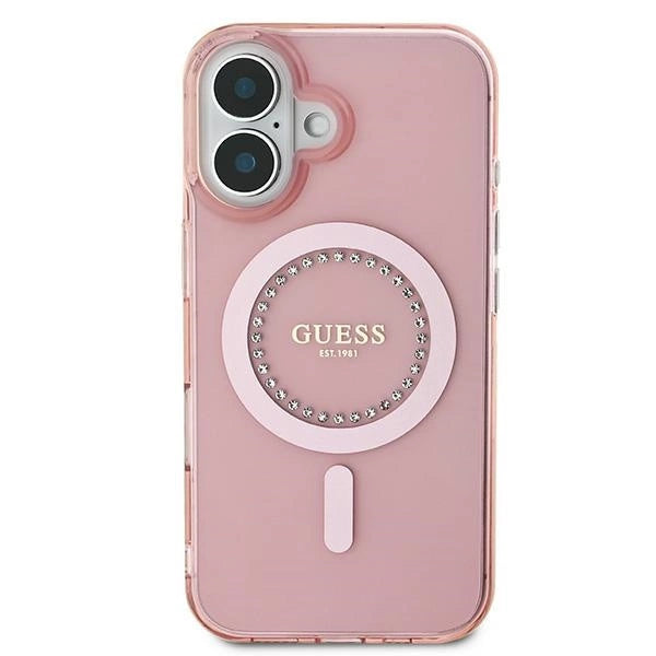 Guess IML Rhinestones MagSafe iPhone 16 Case - Pink_2