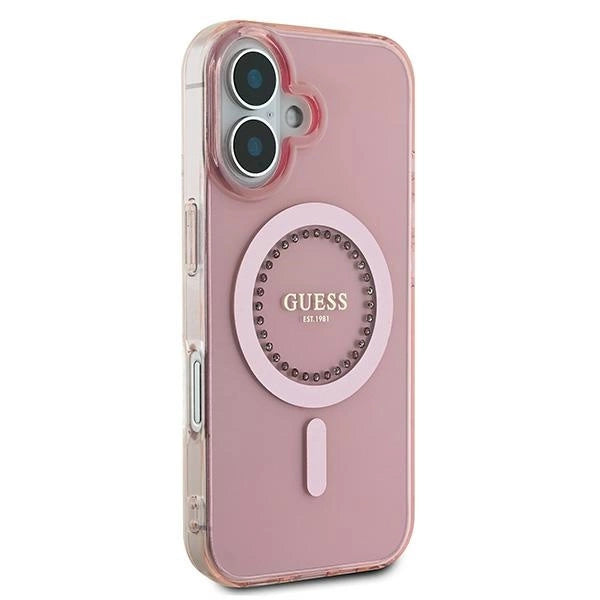 Guess IML Rhinestones MagSafe iPhone 16 Case - Pink_3
