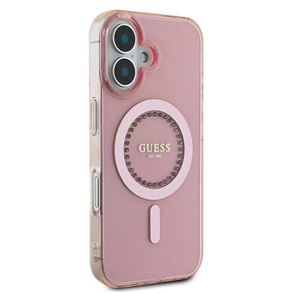 Guess IML Rhinestones MagSafe iPhone 16 Case - Pink_3