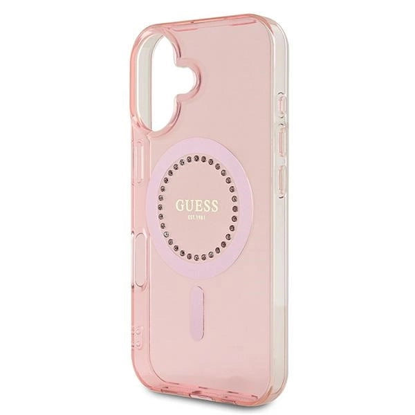 Guess IML Rhinestones MagSafe iPhone 16 Case - Pink_5
