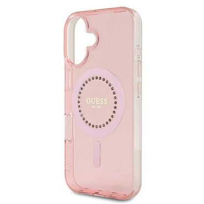 Guess IML Rhinestones MagSafe iPhone 16 Case - Pink_5
