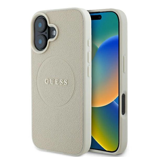 Guess Grained Ring MagSafe case for iPhone 16 - beige_0