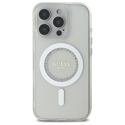 Guess IML Rhinestones MagSafe Case for iPhone 16 Pro Max - White_2