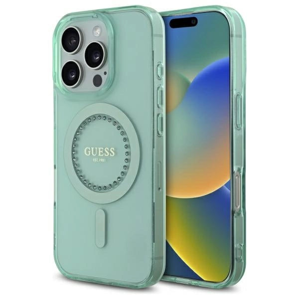 Guess IML Rhinestones MagSafe iPhone 16 Pro Max Case - Green_0