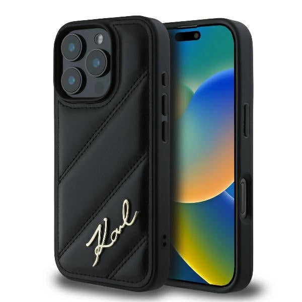 Karl Lagerfeld Quilted Signature iPhone 16 Pro Case - Black_0