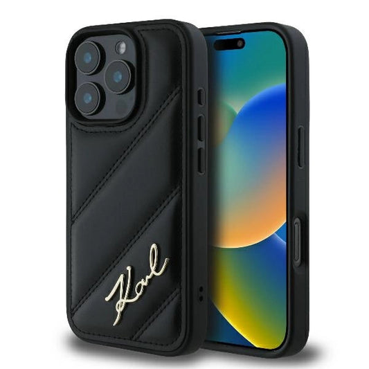 Karl Lagerfeld Quilted Signature iPhone 16 Pro Case - Black_0