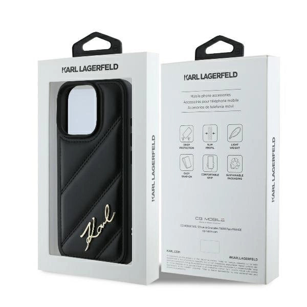 Karl Lagerfeld Quilted Signature iPhone 16 Pro Case - Black_7