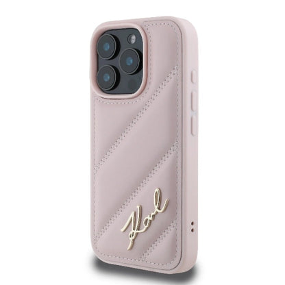 Karl Lagerfeld Quilted Signature iPhone 16 Pro Case - Pink_1