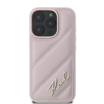 Karl Lagerfeld Quilted Signature iPhone 16 Pro Case - Pink_2
