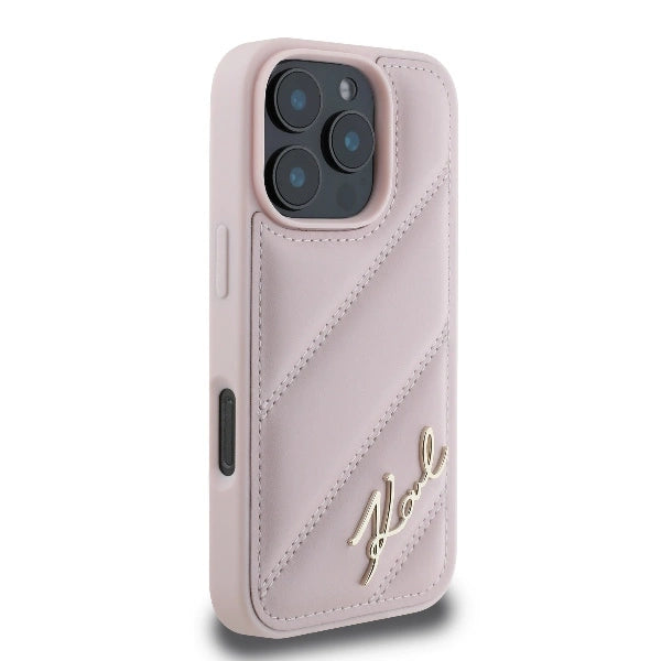Karl Lagerfeld Quilted Signature iPhone 16 Pro Case - Pink_3