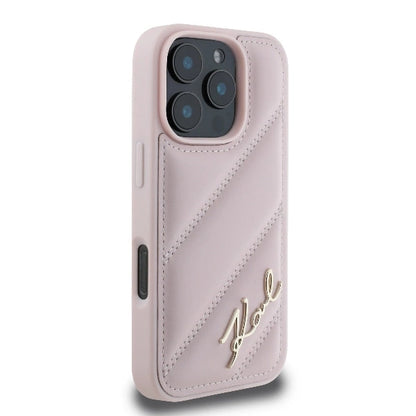 Karl Lagerfeld Quilted Signature iPhone 16 Pro Case - Pink_3
