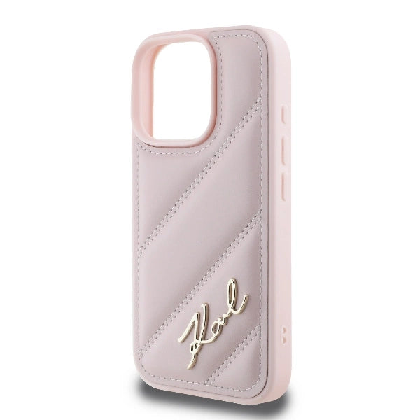Karl Lagerfeld Quilted Signature iPhone 16 Pro Case - Pink_5