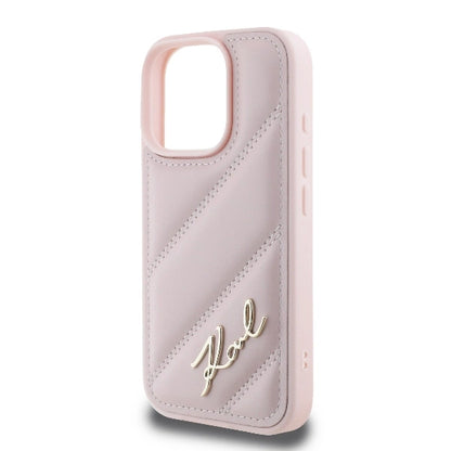 Karl Lagerfeld Quilted Signature iPhone 16 Pro Case - Pink_5