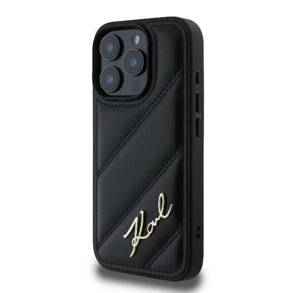 Karl Lagerfeld Quilted Signature iPhone 16 Pro Max Case - Black_1