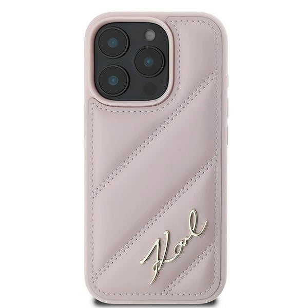 Karl Lagerfeld Quilted Signature iPhone 16 Pro Max Case - Pink_2