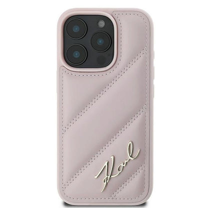Karl Lagerfeld Quilted Signature iPhone 16 Pro Max Case - Pink_2