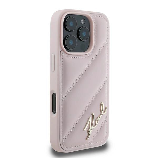 Karl Lagerfeld Quilted Signature iPhone 16 Pro Max Case - Pink_3