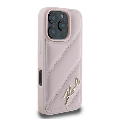 Karl Lagerfeld Quilted Signature iPhone 16 Pro Max Case - Pink_3