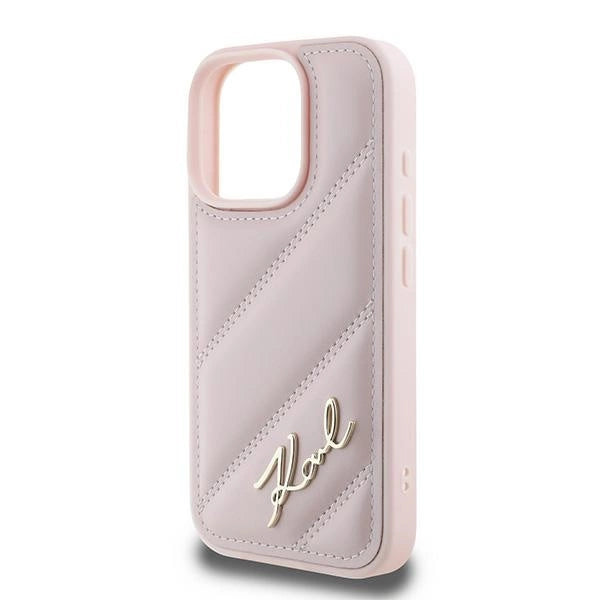 Karl Lagerfeld Quilted Signature iPhone 16 Pro Max Case - Pink_5