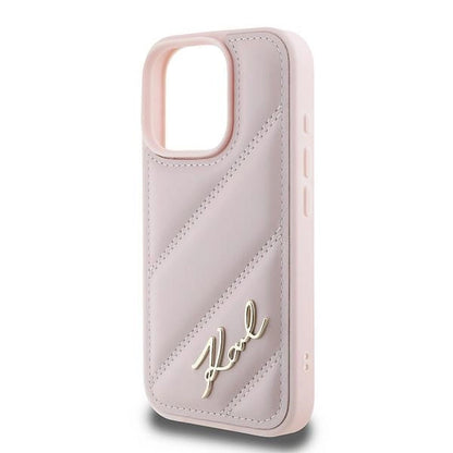 Karl Lagerfeld Quilted Signature iPhone 16 Pro Max Case - Pink_5