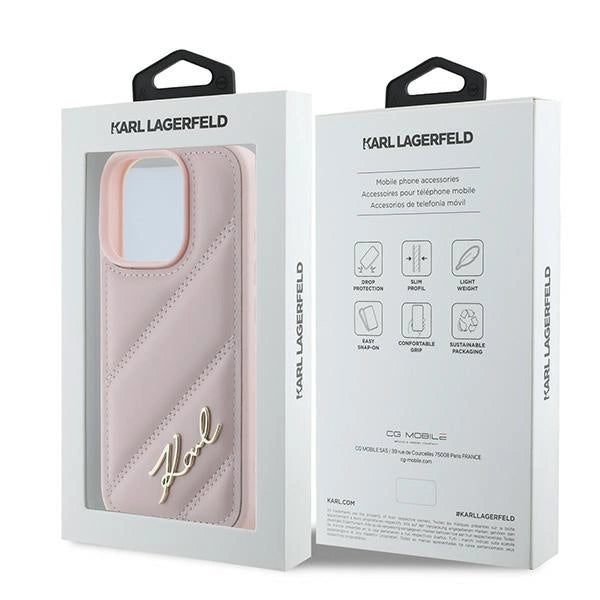 Karl Lagerfeld Quilted Signature iPhone 16 Pro Max Case - Pink_7
