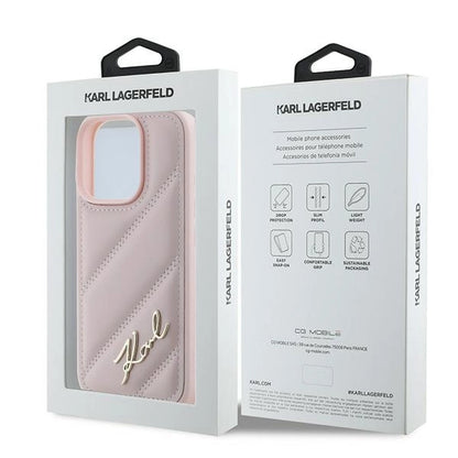 Karl Lagerfeld Quilted Signature iPhone 16 Pro Max Case - Pink_7