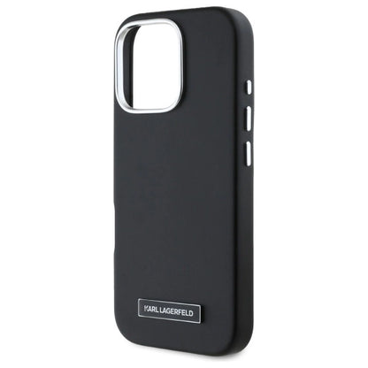 Karl Lagerfeld FW Metal Plate MagSafe iPhone 16 Pro Case - Black_5