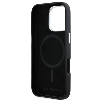 Karl Lagerfeld FW Metal Plate MagSafe iPhone 16 Pro Case - Black_6