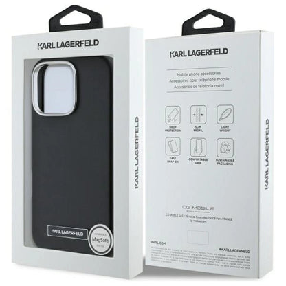 Karl Lagerfeld FW Metal Plate MagSafe iPhone 16 Pro Case - Black_7