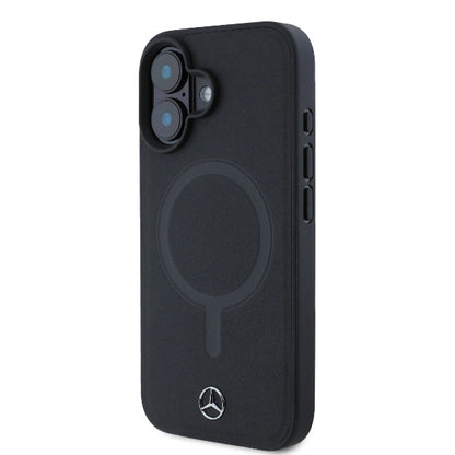 Mercedes Plain Smooth Leather MagSafe iPhone 16 Case - Black_1