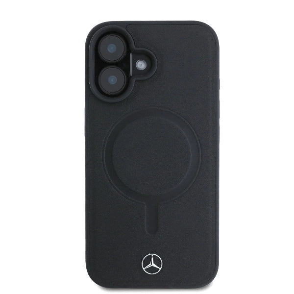 Mercedes Plain Smooth Leather MagSafe iPhone 16 Case - Black_2