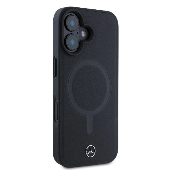 Mercedes Plain Smooth Leather MagSafe iPhone 16 Case - Black_3