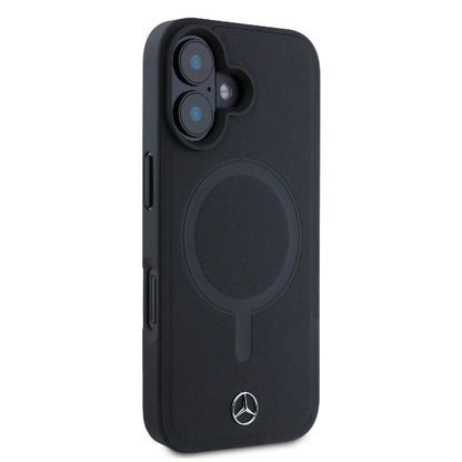 Mercedes Plain Smooth Leather MagSafe iPhone 16 Case - Black_3