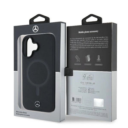 Mercedes Plain Smooth Leather MagSafe iPhone 16 Case - Black_7