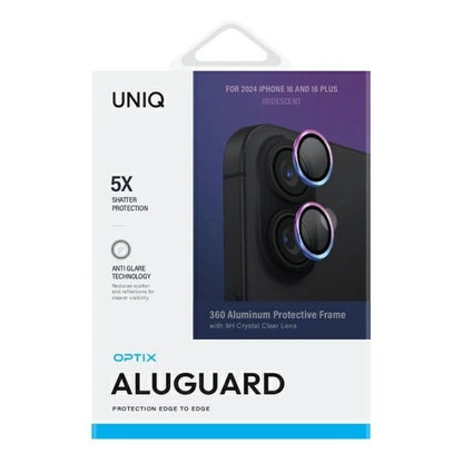 Uniq Optix Aluminum Camera Lens Protector with Applicator for iPhone 16 / iPhone 16 Plus - Iridescent_1