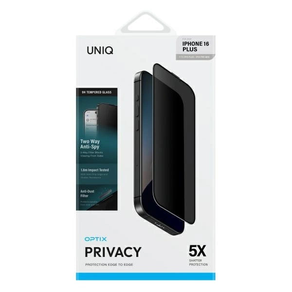 Uniq Optix Privacy tempered glass with privacy applicator for iPhone 16 Plus_1