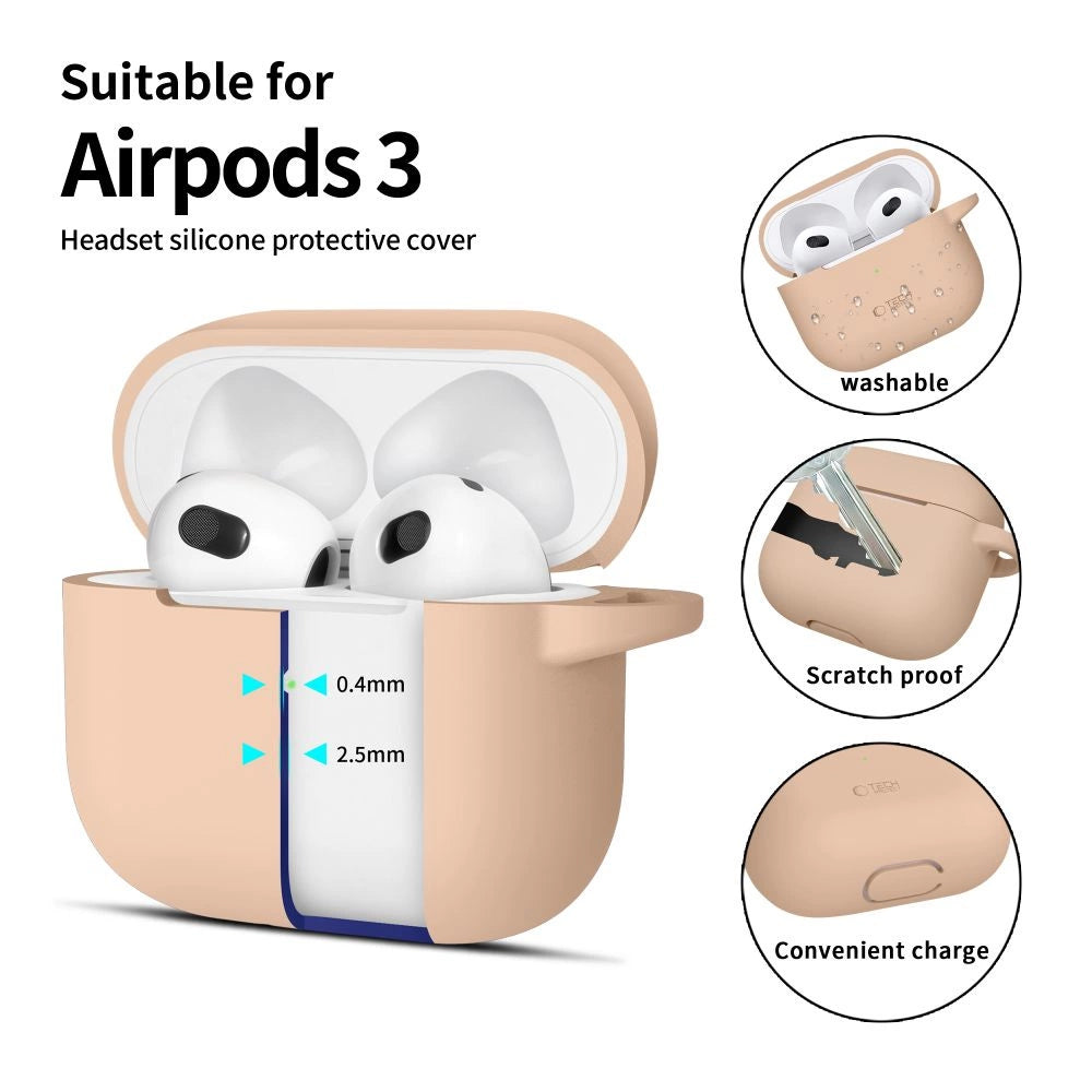 Tech-Protect Silicone Hook Case for Apple AirPods 3 - Beige_1