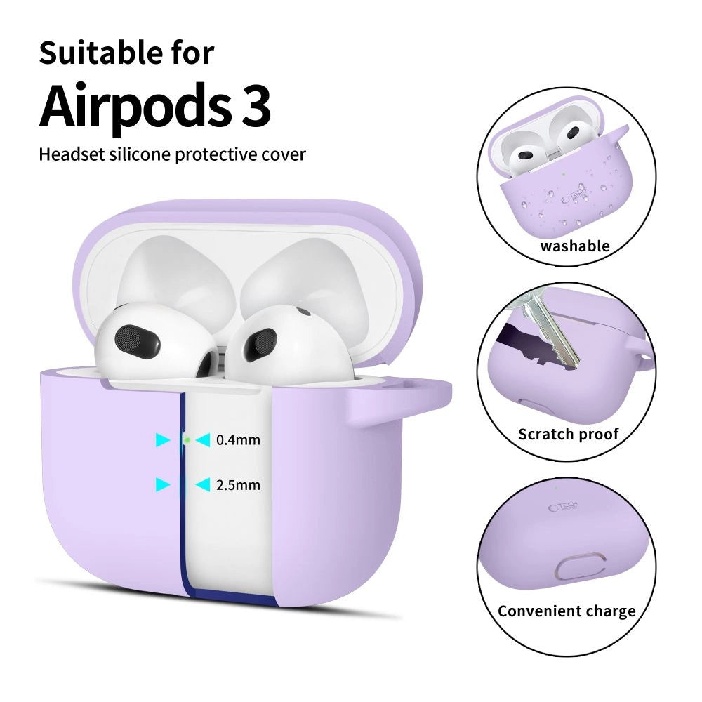 Tech-Protect Silicone Hook Case for Apple AirPods 3 - Purple_1
